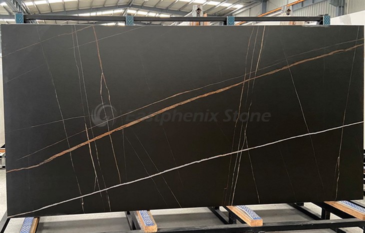 Lauren black gold sintered stone slabs